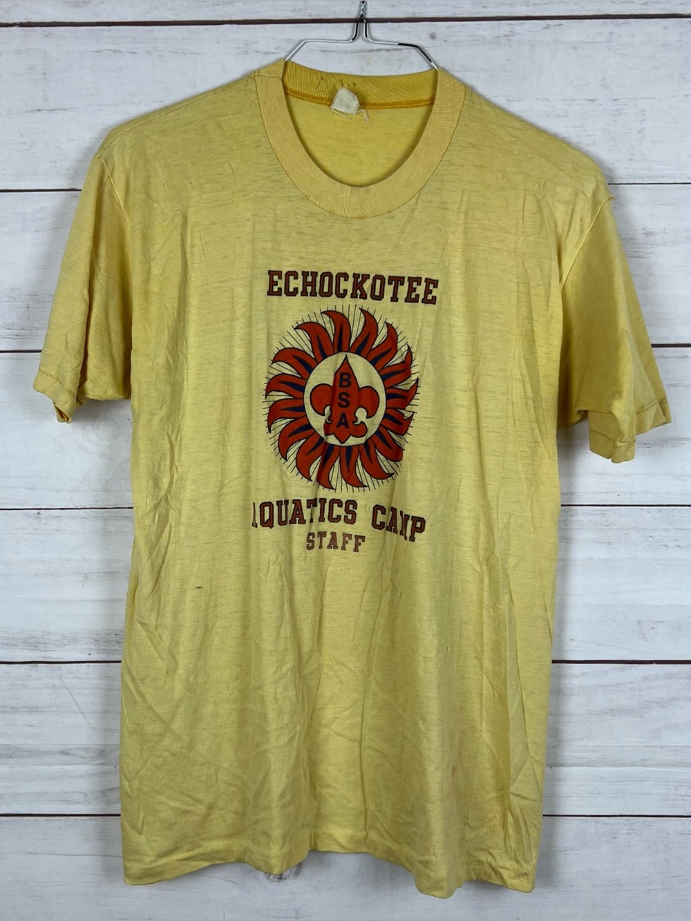 Vintage 70s BSA Boy Scouts Of America Staff T-Shirt Yellow XL Mens